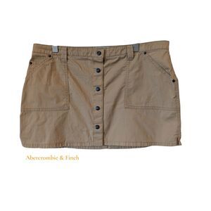 Abercrombie & Fitch Cargo Mini Skirt L Khaki Button Front Utility Y2K